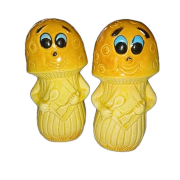 Other - Vintage Anthropomorphic Mushroom Salt & Pepper Shakers New Old Stock Japan